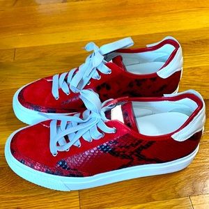 Rag and bone red snakeskin suede sneakers. Never worn